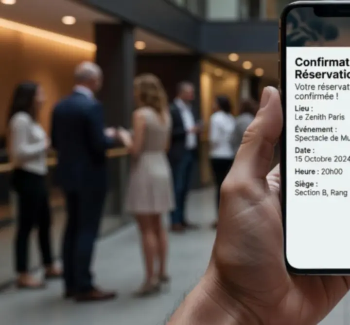 Confirmation de réservation affichée sur smartphone