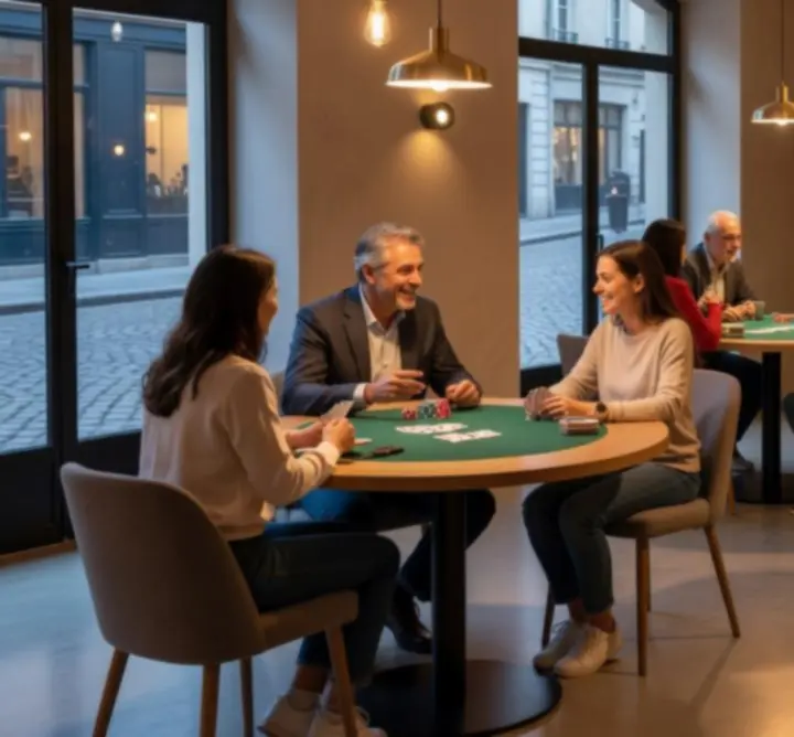 Table de poker dans une salle moderne et conviviale